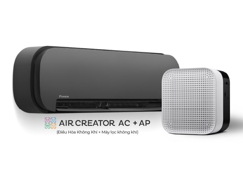 AIR CREATOR - Bộ đ&ocirc;i Điều H&ograve;a 1.5HP (M&agrave;u Đen) v&agrave; M&aacute;y lọc kh&ocirc;ng kh&iacute; (M&agrave;u Trắng) - Den